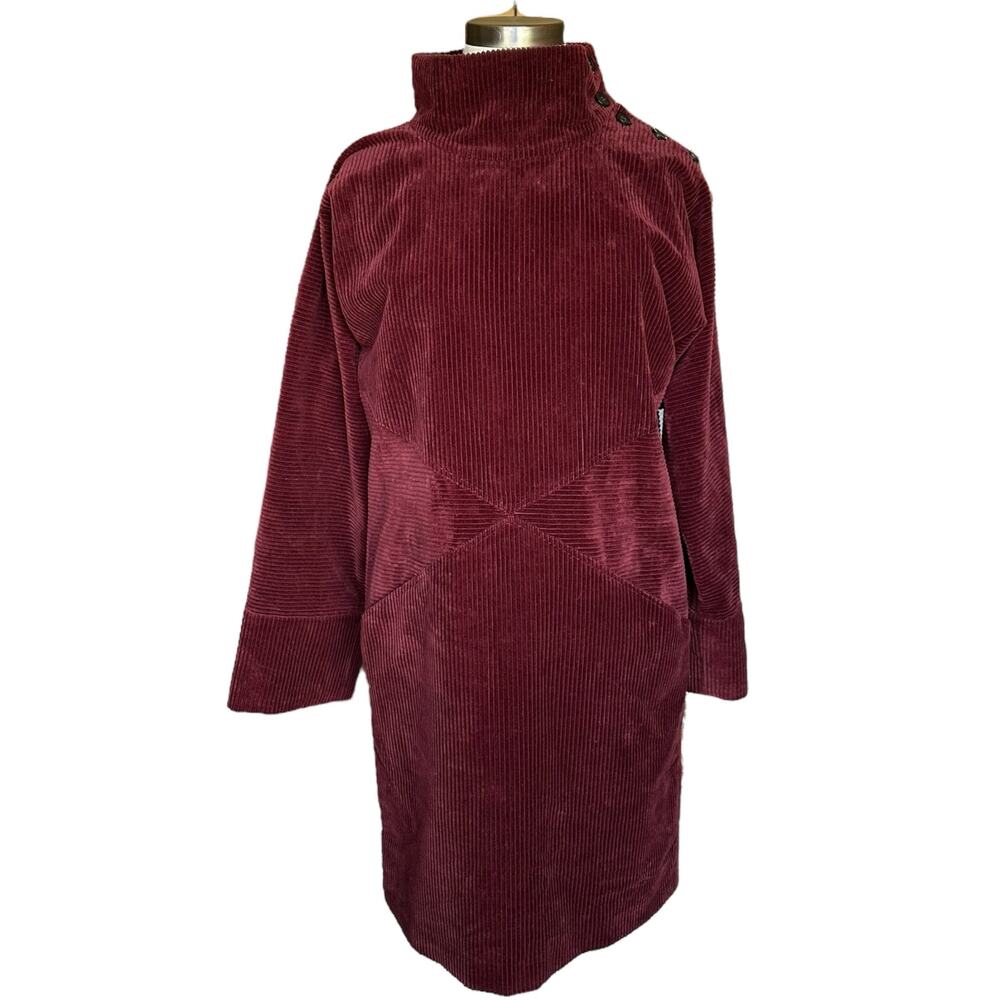 MAXMARA Max Mara Burgundy Red Corduroy Shift Long‎ Sleeve Mini Dress Women's
